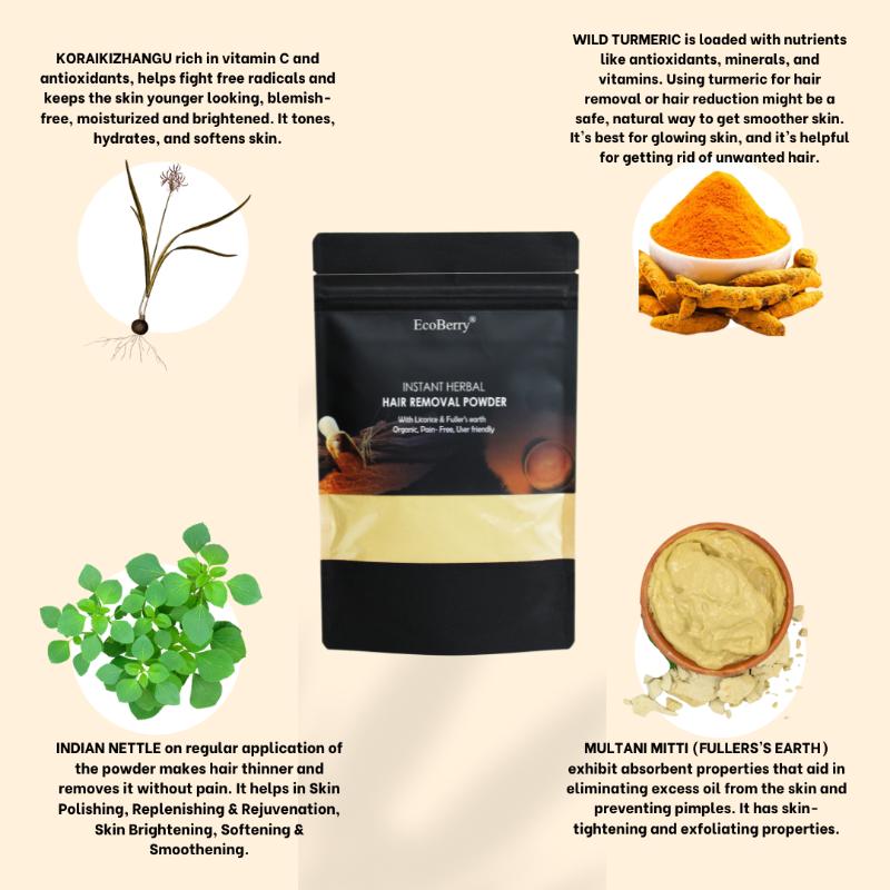 Ecoberry Koraikizhangu Turmeric Instant Herbal Hair Removal Powder