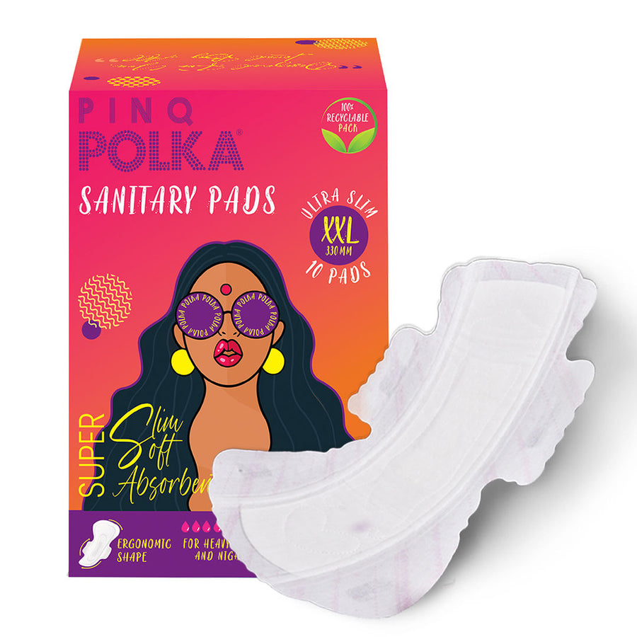 PINQ POLKA Ultra Sanitary Pads Organic Cotton Soft Feel Rash Free Wide Back