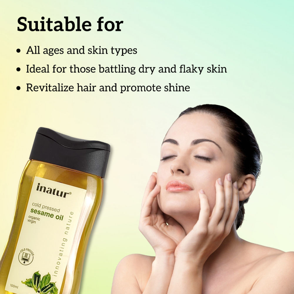inatur Sesame Oil, 100% Pure, Cold-Pressed, Virgin & Organic, for Skin & Hair Care