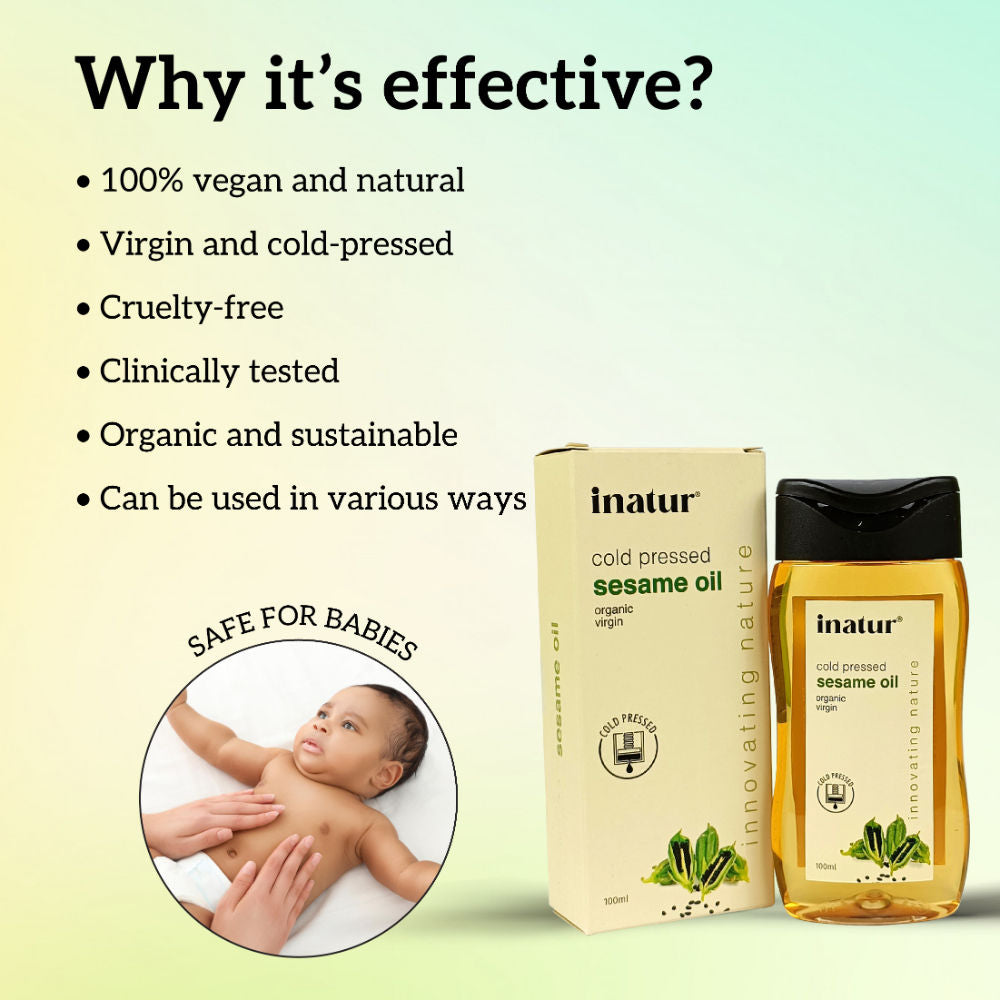 inatur Sesame Oil, 100% Pure, Cold-Pressed, Virgin & Organic, for Skin & Hair Care