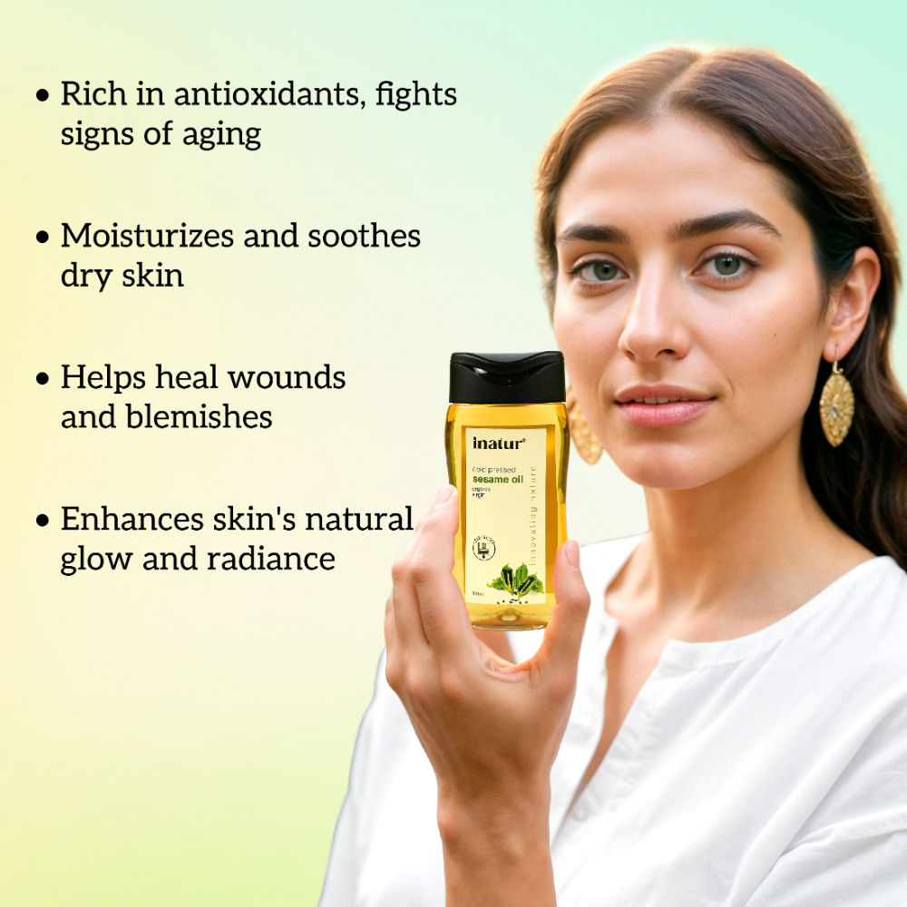 inatur Sesame Oil, 100% Pure, Cold-Pressed, Virgin & Organic, for Skin & Hair Care