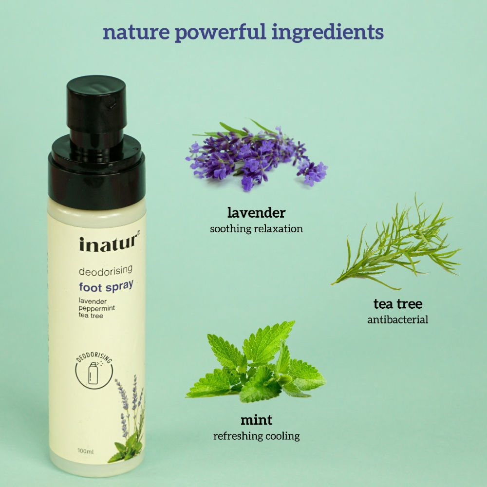 inatur Foot Spray With Lavender, Tea Tree & Peppermint For Odor Control & Tired Feet, Daily Care