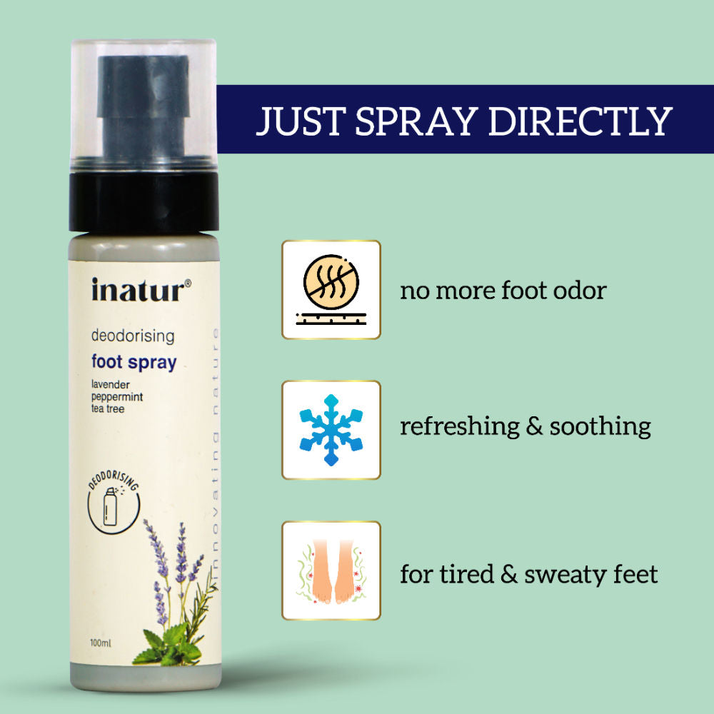 inatur Foot Spray With Lavender, Tea Tree & Peppermint For Odor Control & Tired Feet, Daily Care