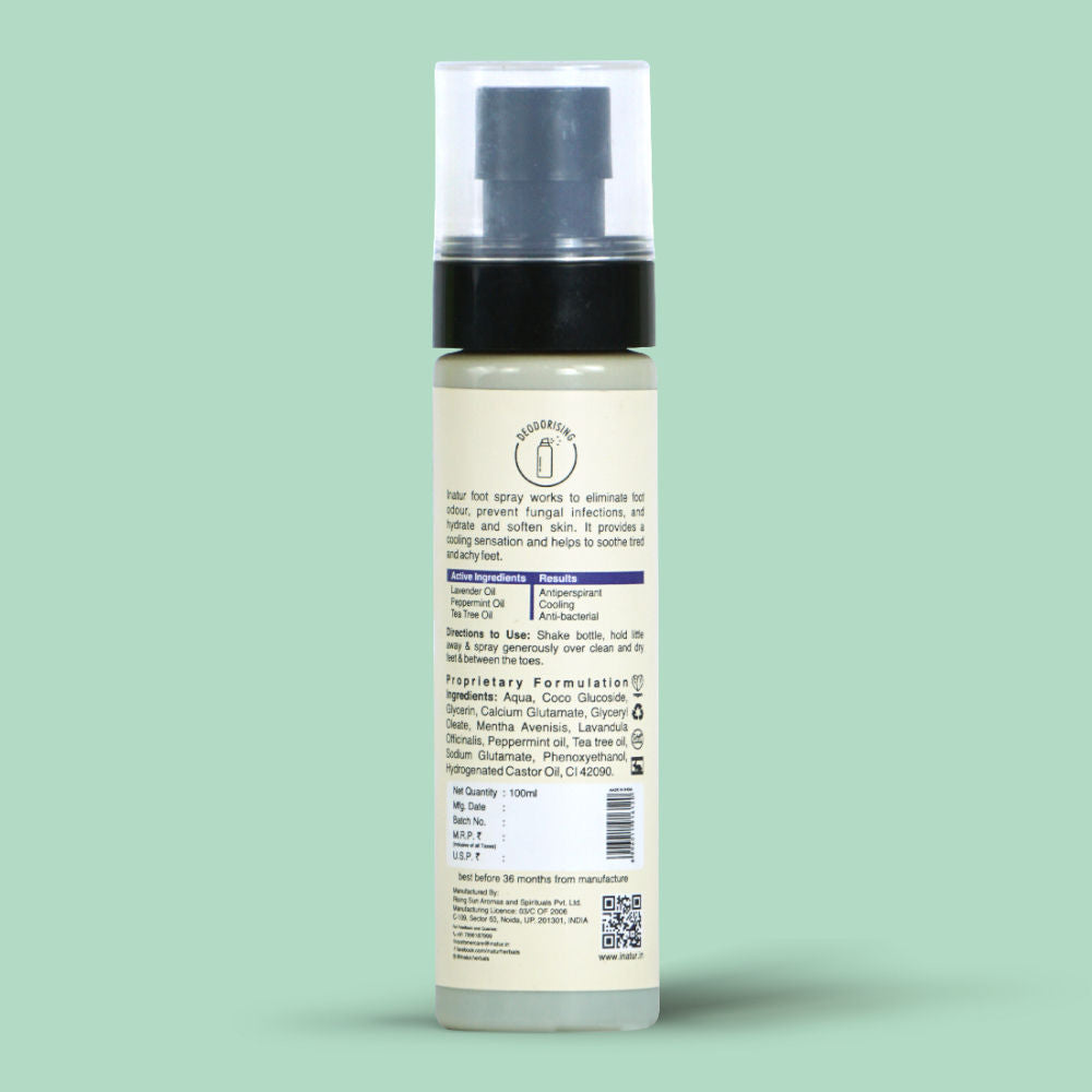 inatur Foot Spray With Lavender, Tea Tree & Peppermint For Odor Control & Tired Feet, Daily Care