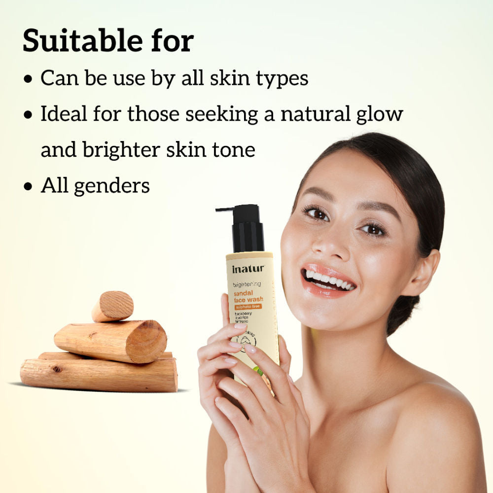 inatur Sandal Face Wash, Removes Tan & Brightens, Gentle & Hydrating, for All Skin Types