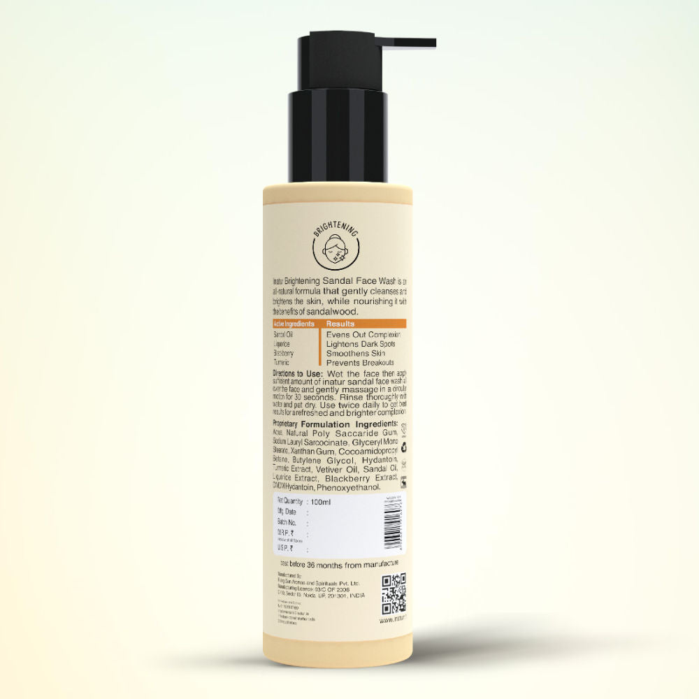 inatur Sandal Face Wash, Removes Tan & Brightens, Gentle & Hydrating, for All Skin Types