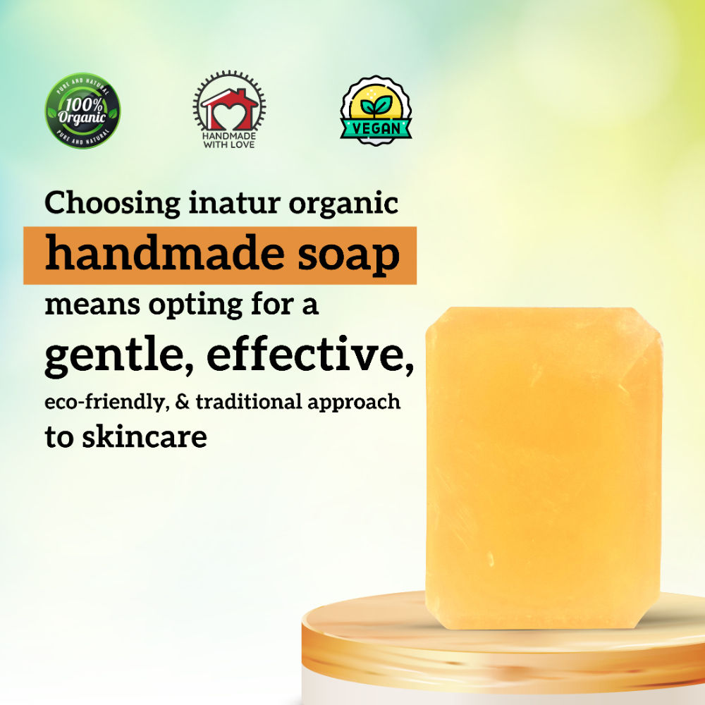 inatur Sandal & Turmeric Soap, 100% Natural & Vegan For Tan Removal & Brightening & All Skin Types