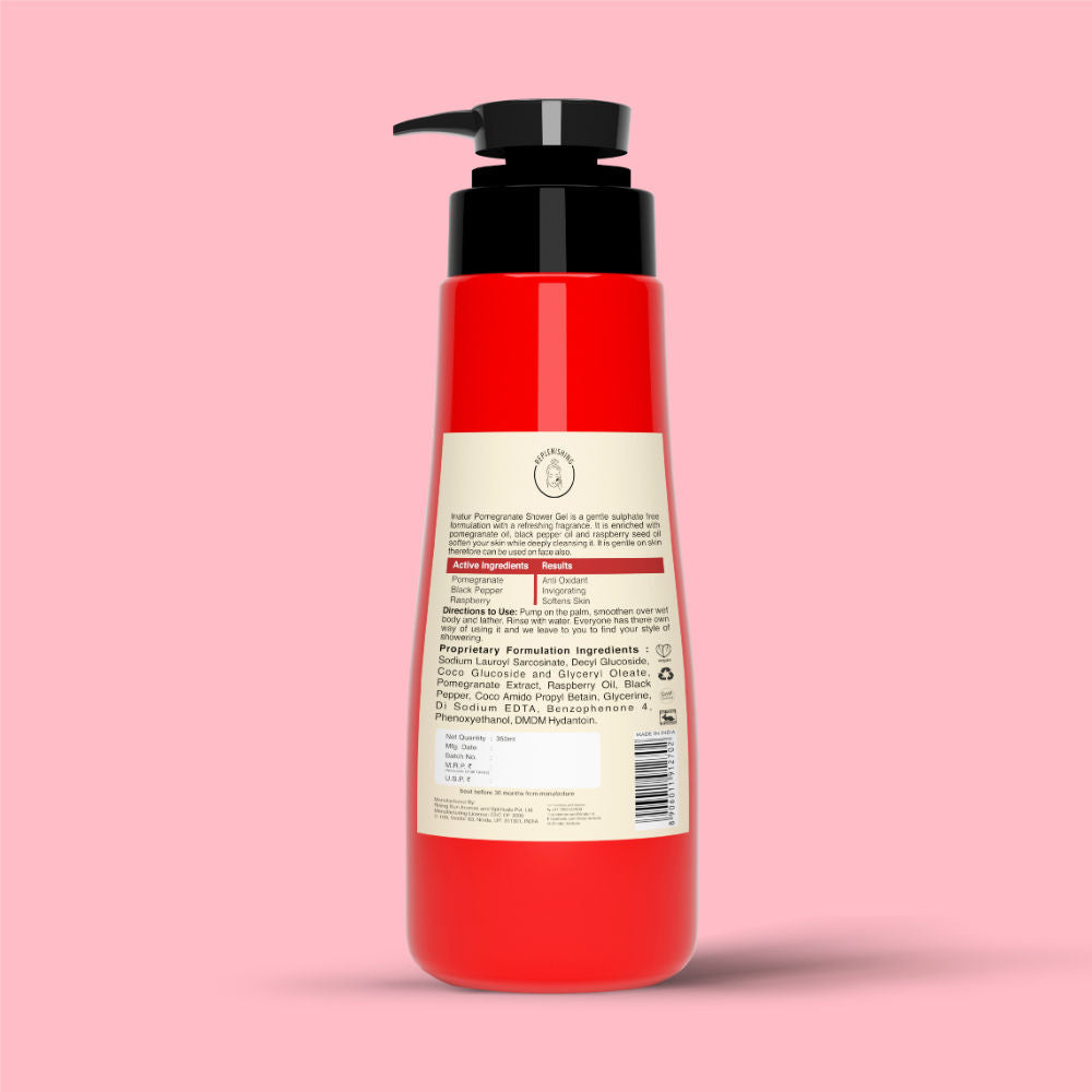 inatur Shower Gel with Pomegranate, Raspberry, and Black Pepper for Daily Refreshing Wash