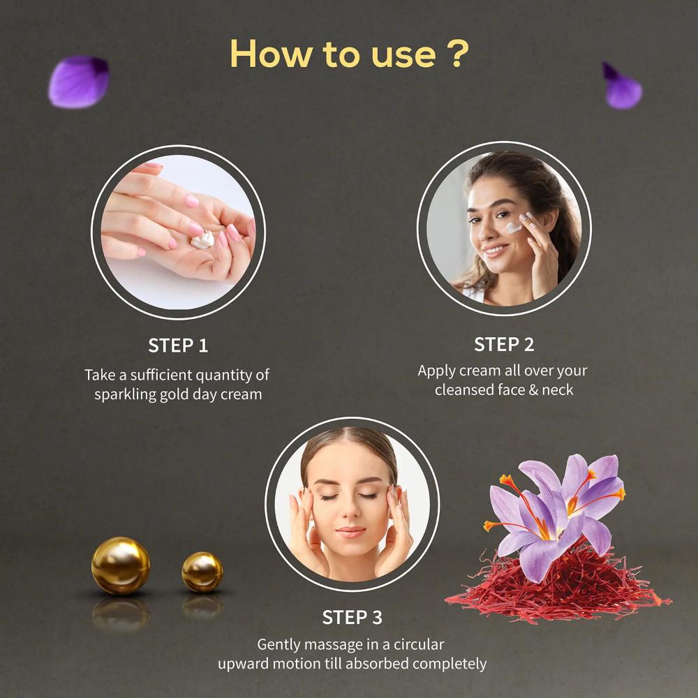 Ayouthveda Sparkling Gold Day Cream with 24K Nano Gold, Saffron & Lotus for Radiant, Youthful Skin