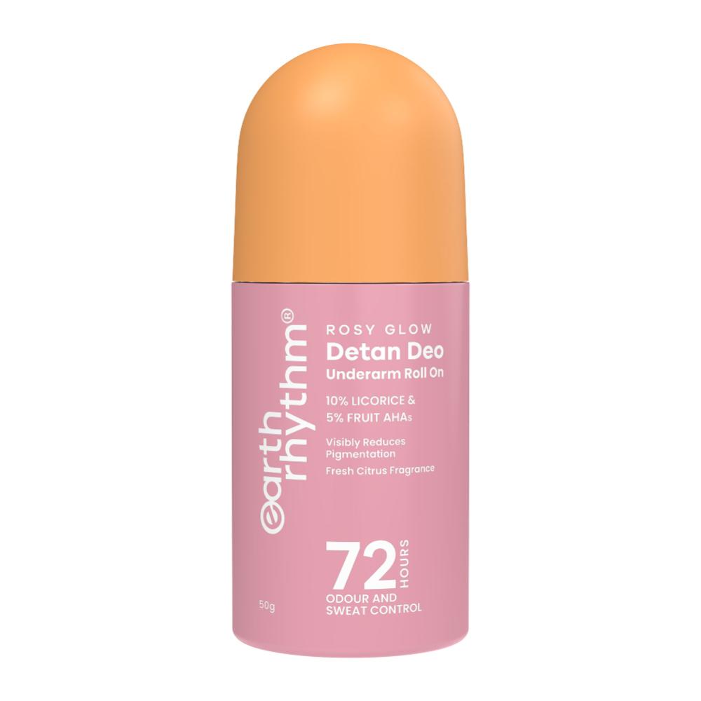 Earth Rhythm 5% AHA Detan Underarm Roll On Reduces Pigmentation Citrus Fresh No Aluminium
