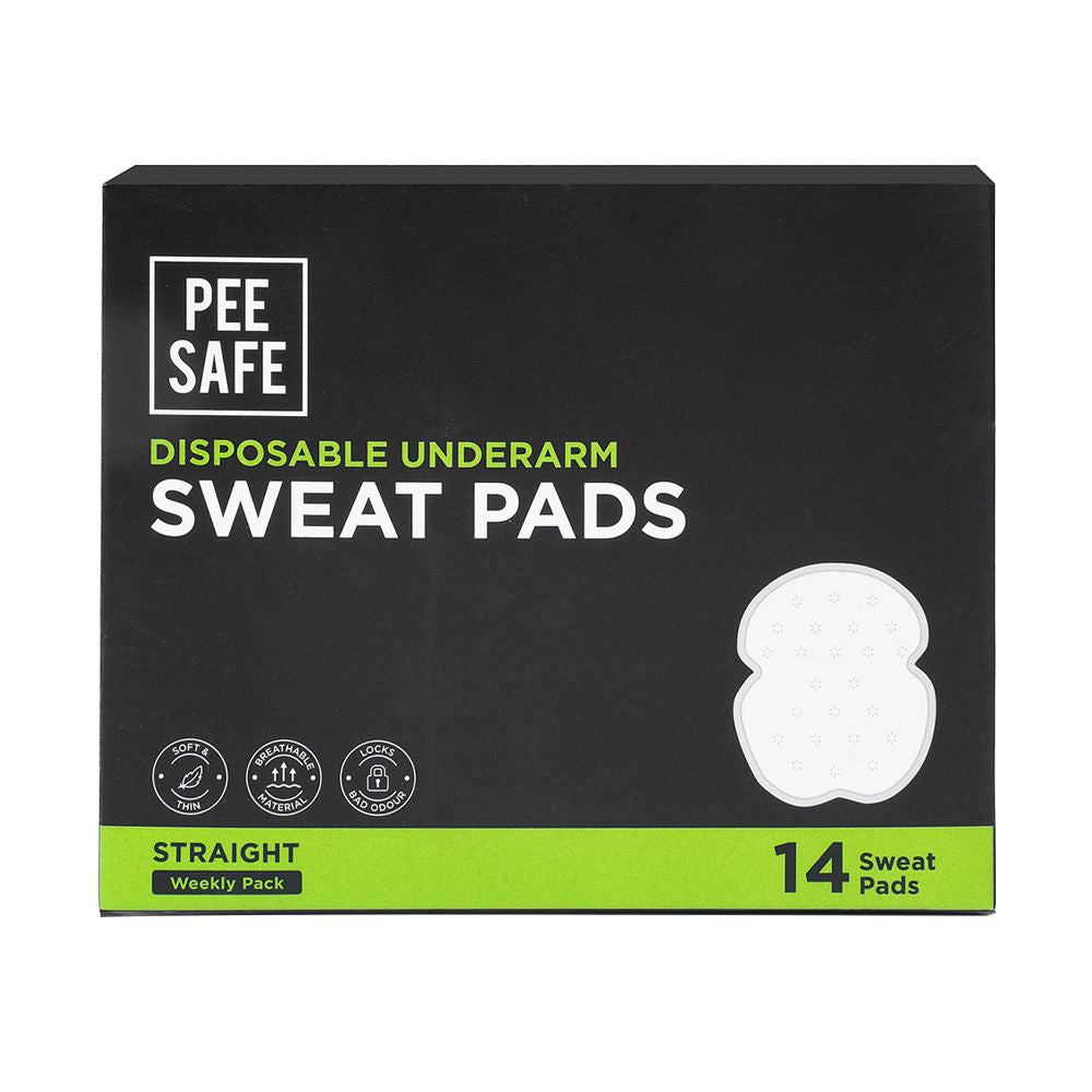 Pee Safe Disposable Underarm Sweat Pads (Straight) For Men & Women - Prevent Stains & Absorb Sweat (14pcs)