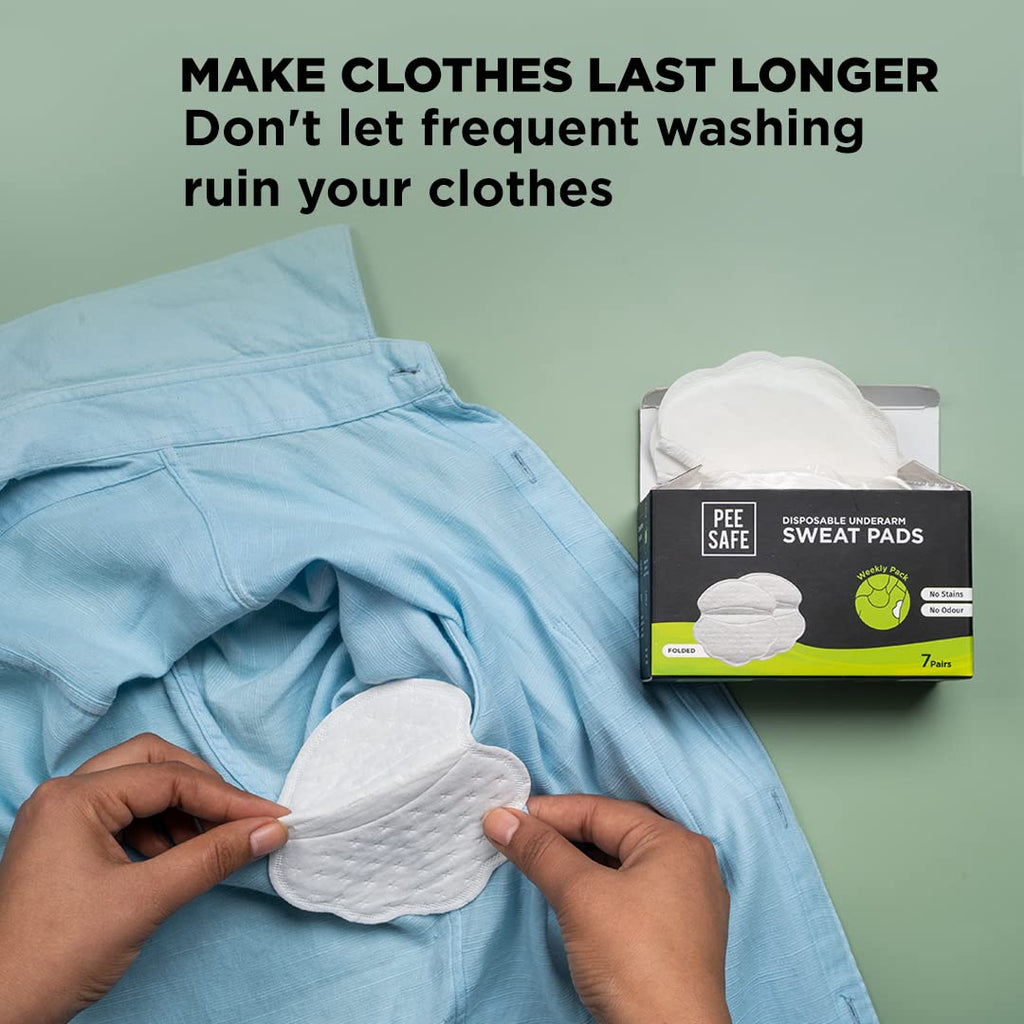 Pee Safe Disposable Underarm Sweat Pads (Folded) For Men & Women - Prevent Stains & Absorb Sweat