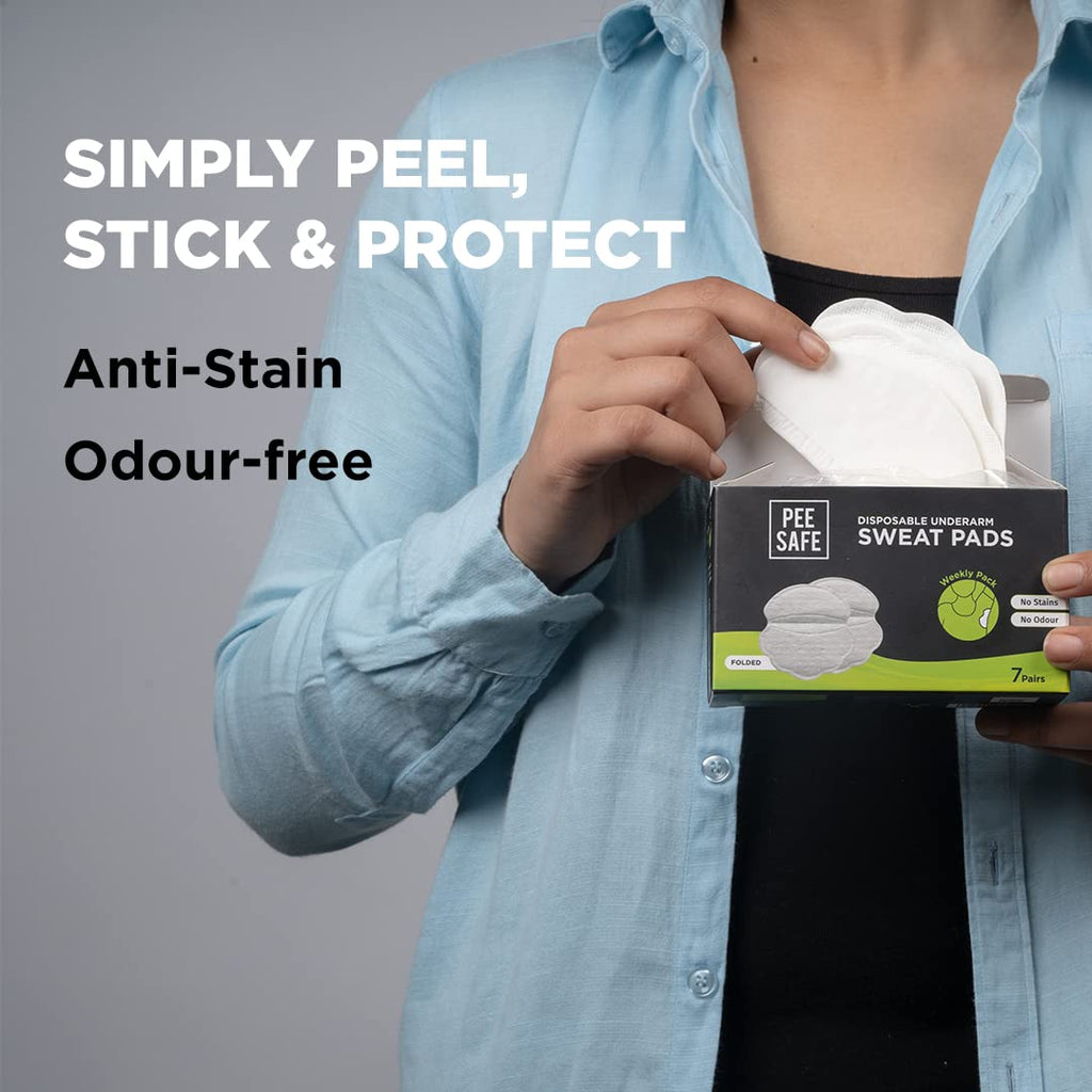 Pee Safe Disposable Underarm Sweat Pads (Folded) For Men & Women - Prevent Stains & Absorb Sweat