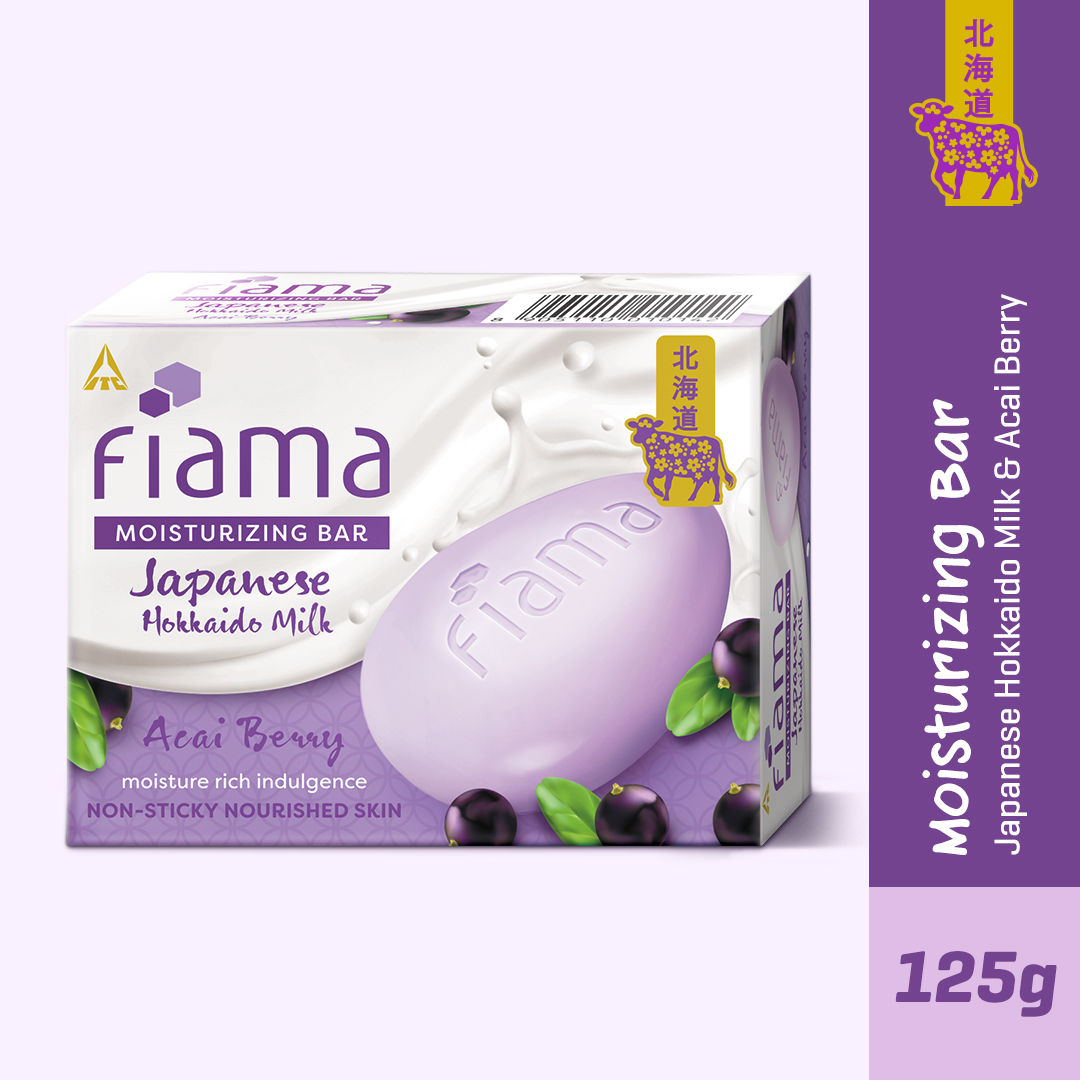 Fiama Skin Barrier Strengthening Moisturizing Soap Bar Japanese Hokkaido Milk, Acai Berry