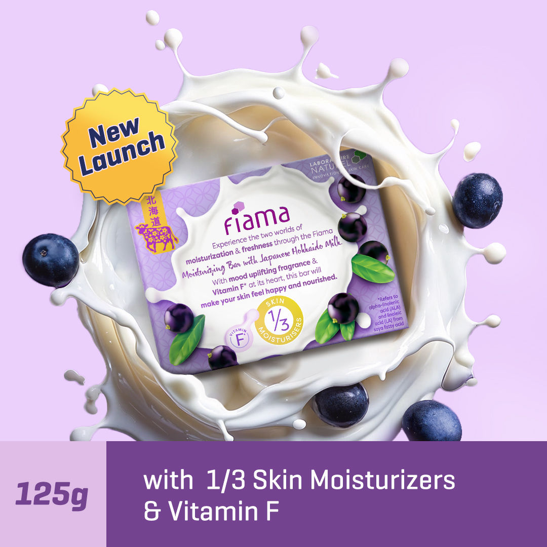 Fiama Skin Barrier Strengthening Moisturizing Soap Bar Japanese Hokkaido Milk, Acai Berry