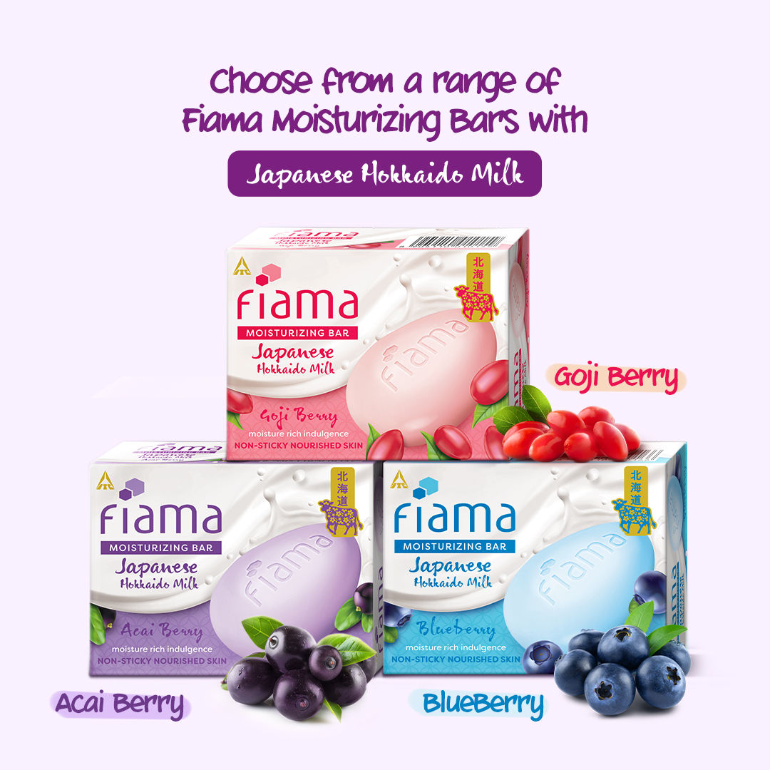 Fiama Skin Barrier Strengthening Moisturizing Soap Bar Japanese Hokkaido Milk, Acai Berry
