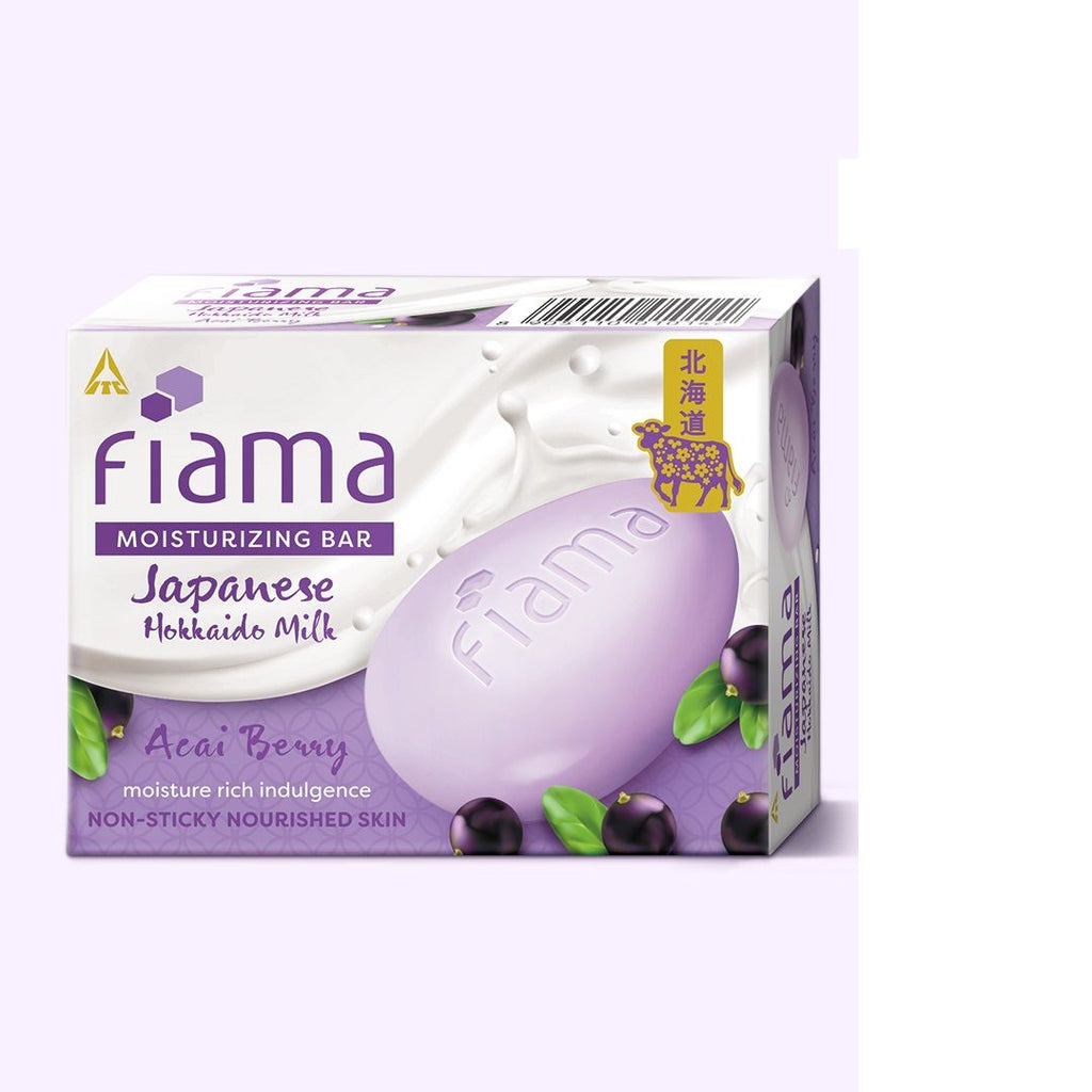 Fiama Skin Barrier Strengthening Moisturizing Soap Bar Japanese Hokkaido Milk, Acai Berry