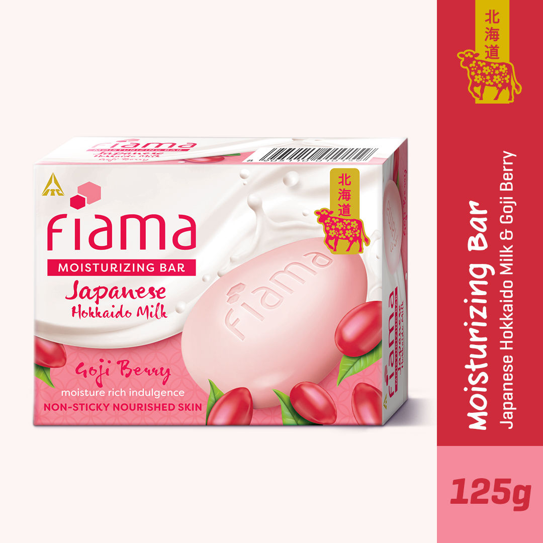 Fiama Skin Barrier Strengthening Moisturizing Soap Bar Japanese Hokkaido Milk, Goji Berry