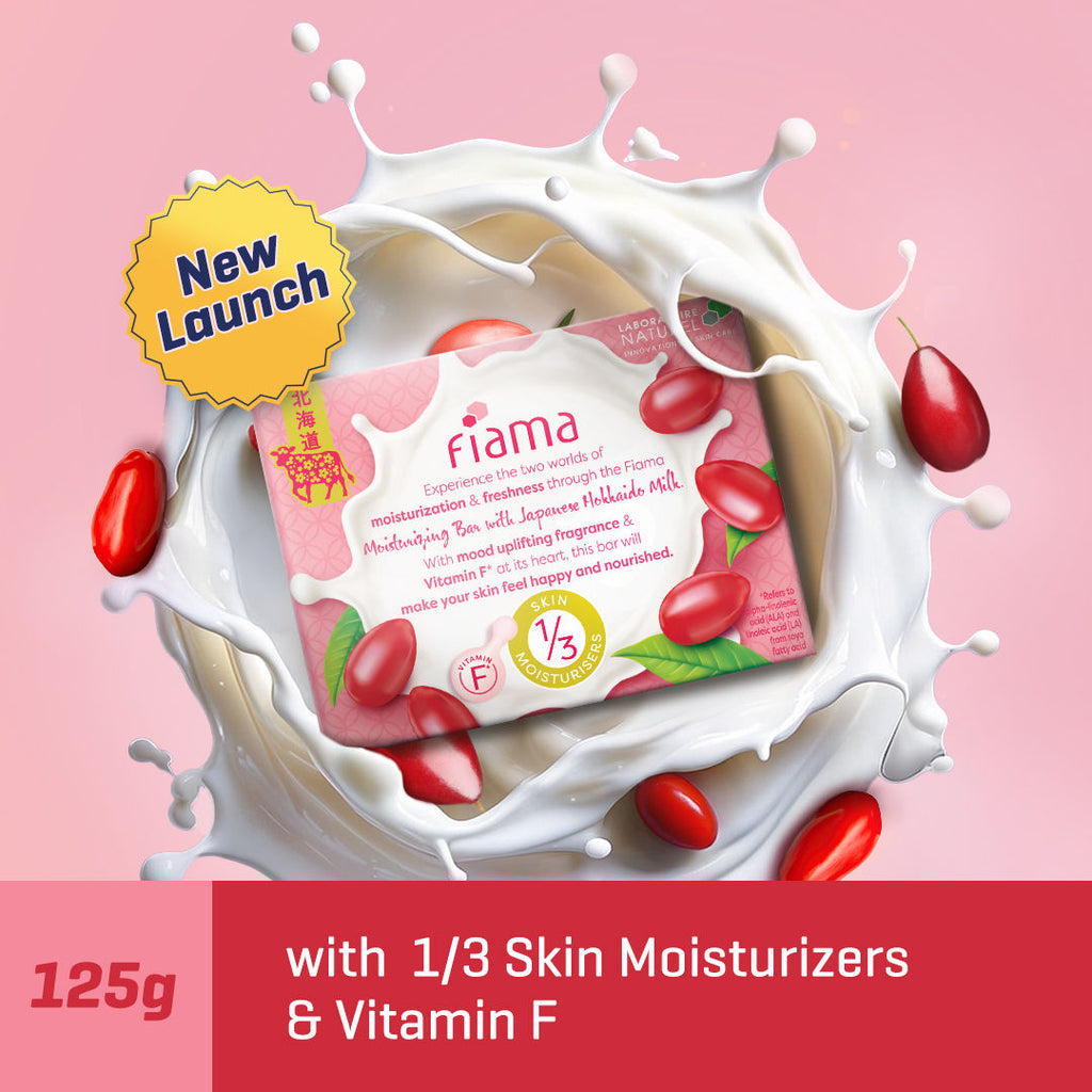 Fiama Skin Barrier Strengthening Moisturizing Soap Bar Japanese Hokkaido Milk, Goji Berry