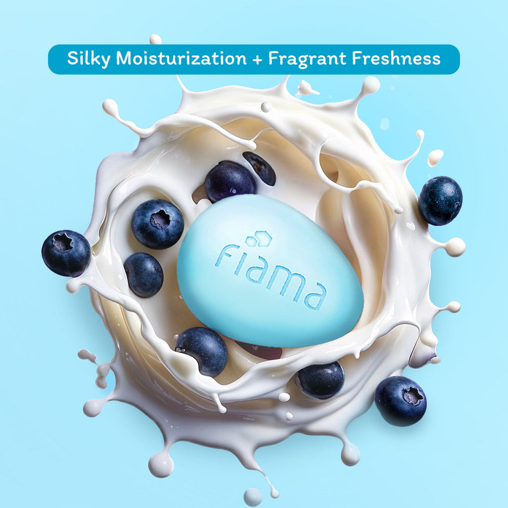 Fiama Skin Barrier Strengthening Moisturizing Soap Bar Japanese Hokkaido Milk, Blueberry