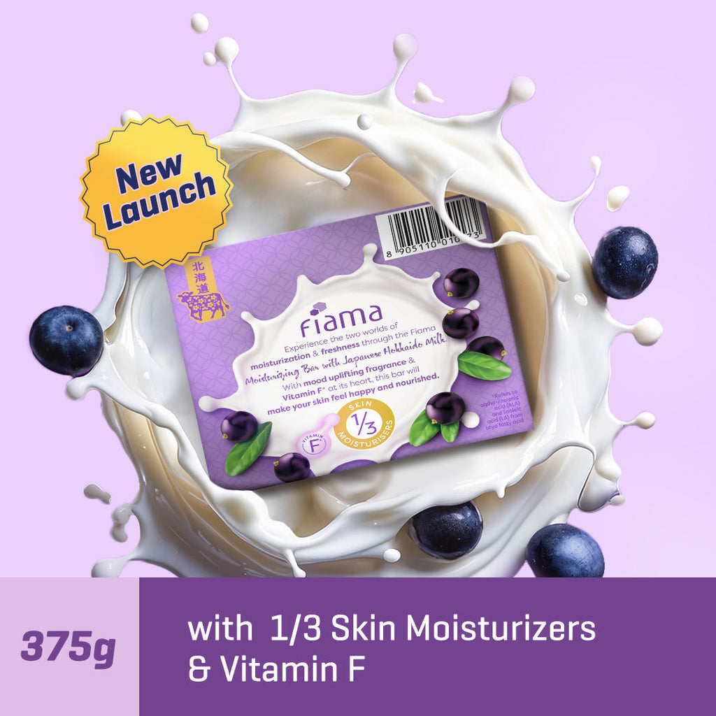 Fiama Skin Barrier Strengthening Moisturizing Soap Bar Japanese Hokkaido Milk, Acai Berry