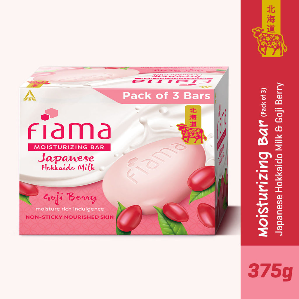 Fiama Skin Barrier Strengthening Moisturizing Soap Bar Japanese Hokkaido Milk, Goji Berry