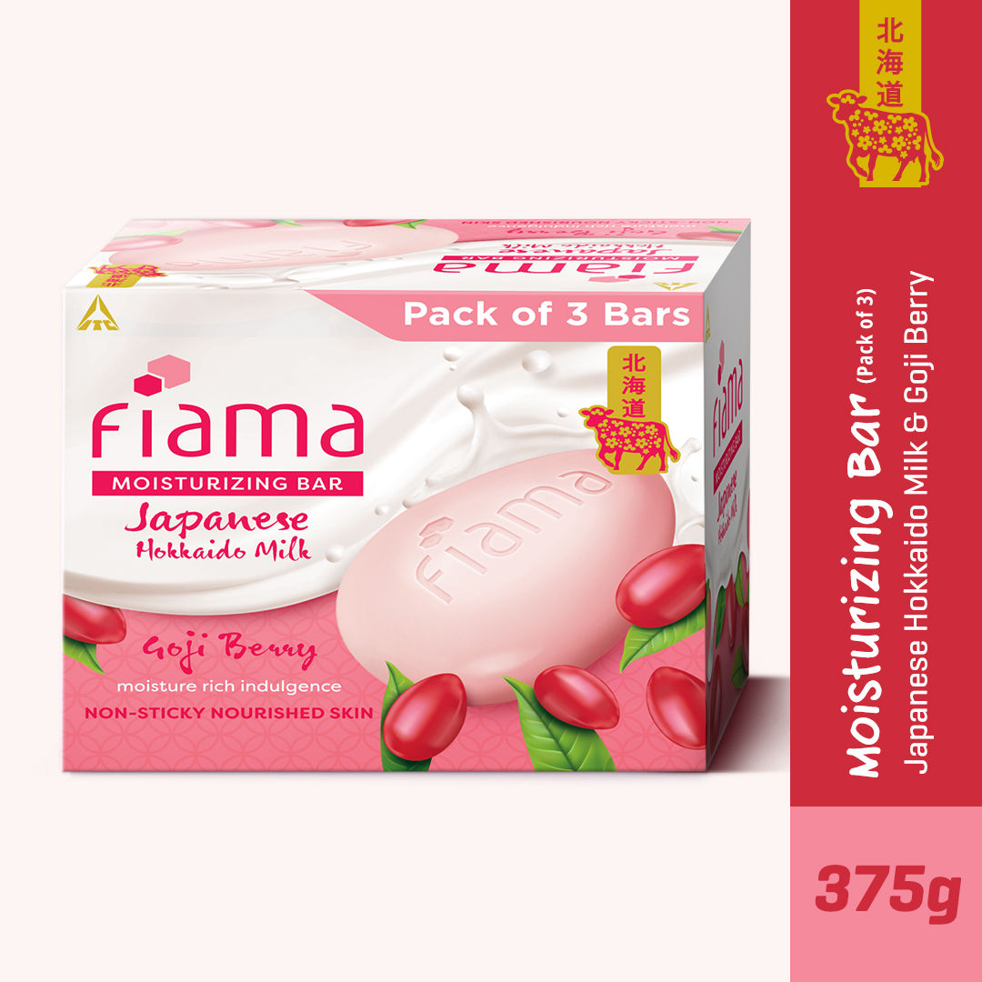 Fiama Skin Barrier Strengthening Moisturizing Soap Bar Japanese Hokkaido Milk, Goji Berry