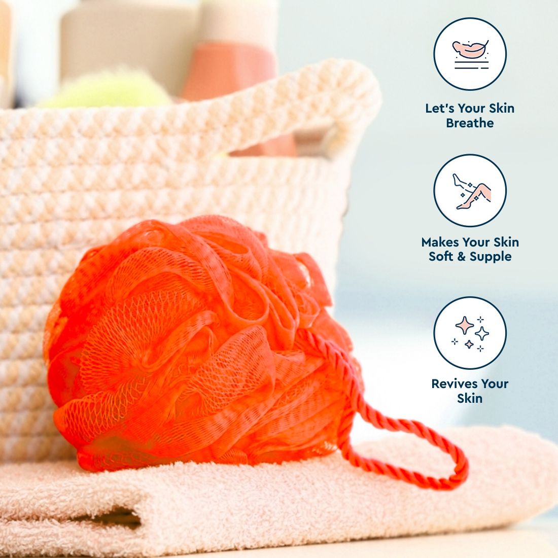 GUBB Plastic Bath Sponge Round Loose Loofah - Color May Vary