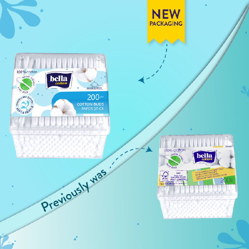 Bella Cotton Buds with Paper Stick, Soft & Gentle,100% Cotton,Nature Friendly, Multipurposes