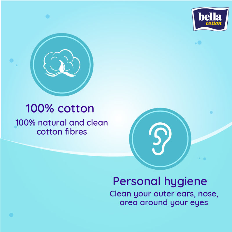 Bella Cotton Buds with Paper Stick, Soft & Gentle,100% Cotton,Nature Friendly, Multipurposes