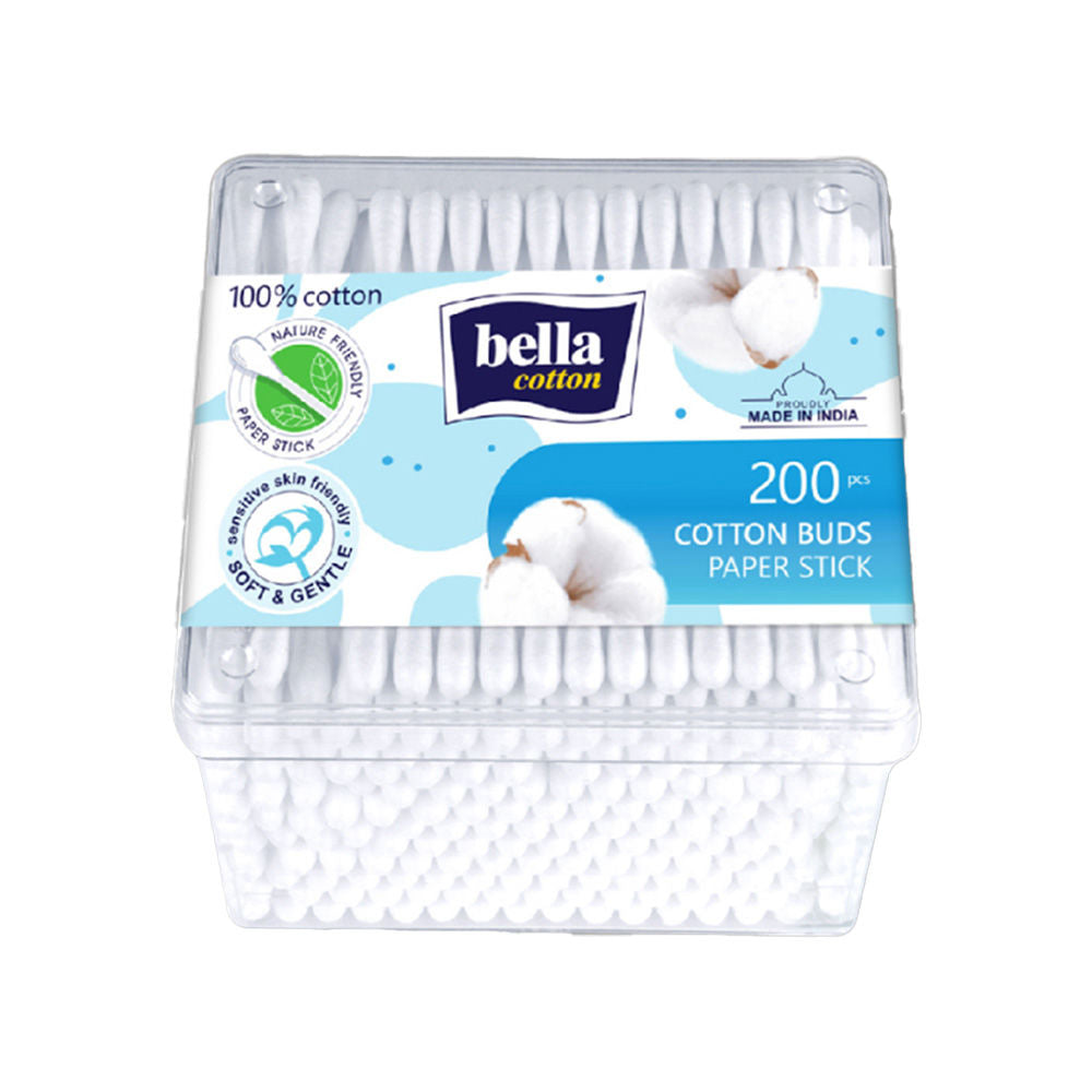 Bella Cotton Buds with Paper Stick, Soft & Gentle,100% Cotton,Nature Friendly, Multipurposes