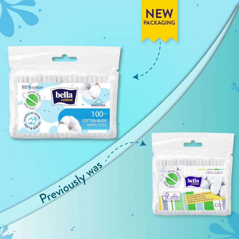 Bella Cotton Buds with Paper Stick, Soft and Gentle, 100% Cotton, Nature Friendly