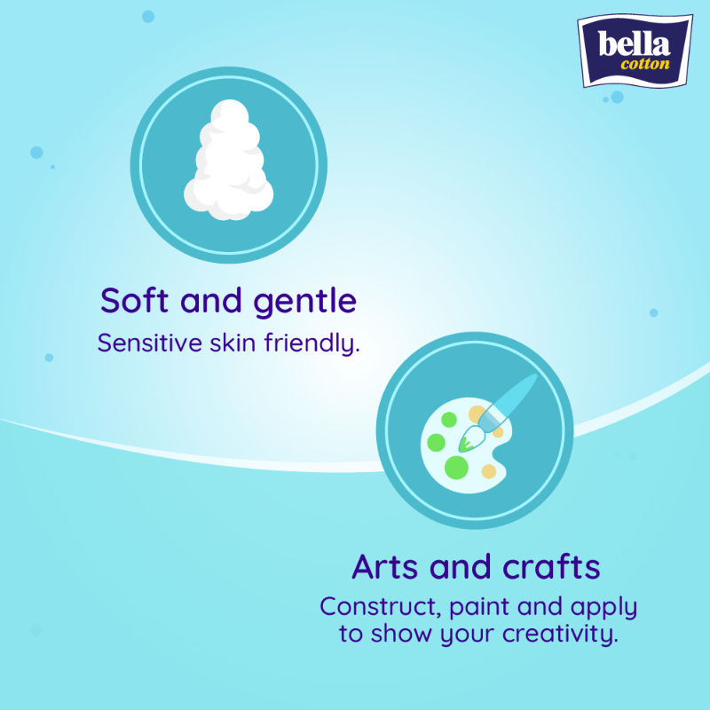 Bella Cotton Buds with Paper Stick, Soft and Gentle, 100% Cotton, Nature Friendly