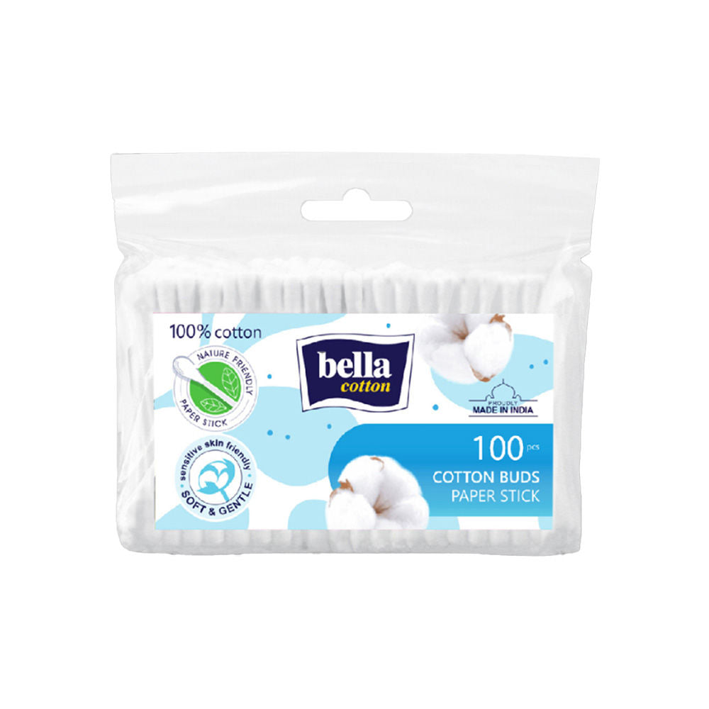 Bella Cotton Buds with Paper Stick, Soft and Gentle, 100% Cotton, Nature Friendly