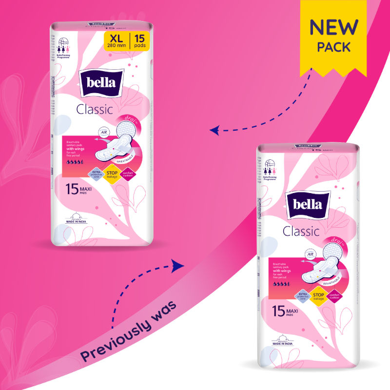 Bella Classic Drai Breathable Sanitary Pads With Wings, Heavy Flow XL
