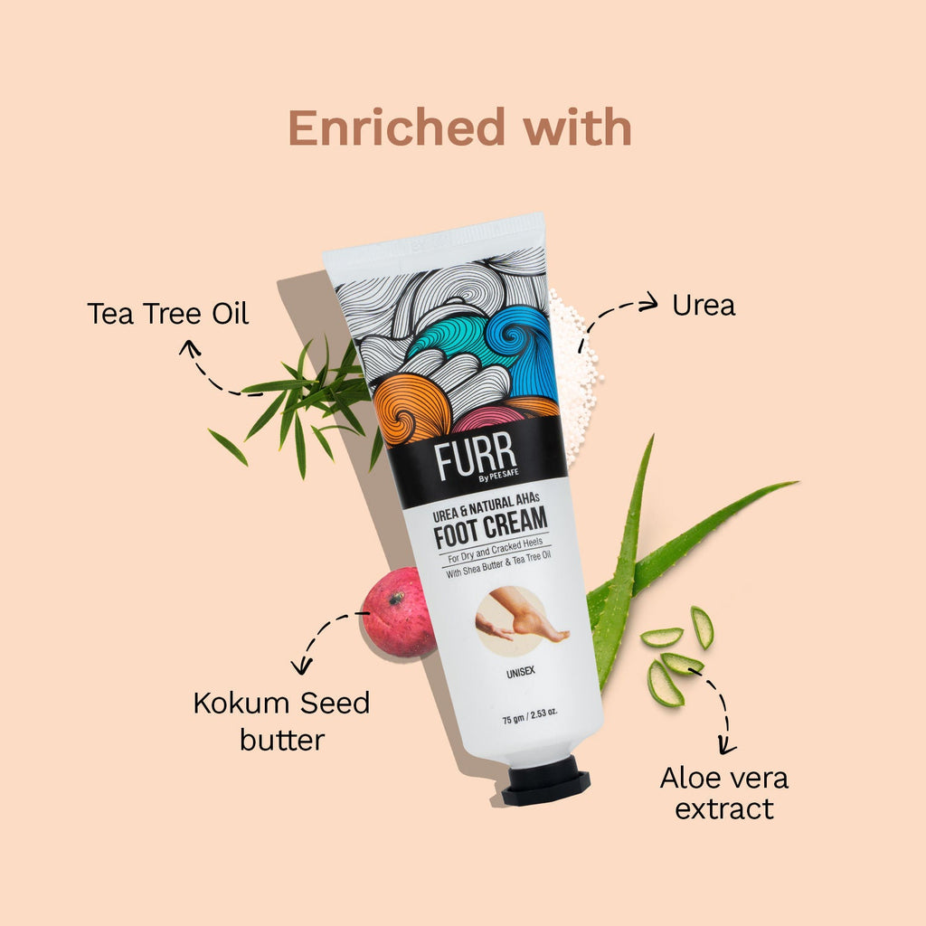 FURR 10% Urea Natural AHAs Foot Cream - 1% Salicylic Acid Shea Butter Tea Tree Oil Aloevera Extract