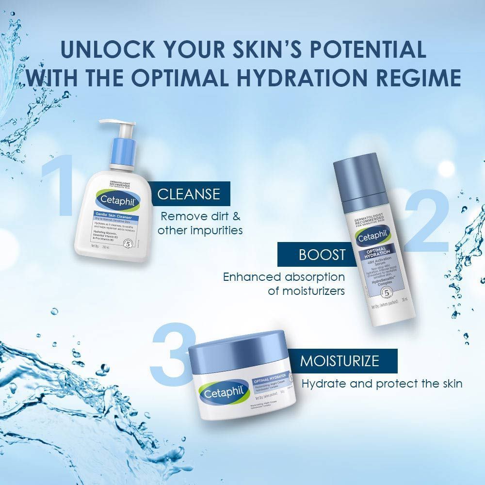 Cetaphil Optimal Hydration Night Cream, Lightweight, Skin Barrier Protection with Hyaluronic Acid