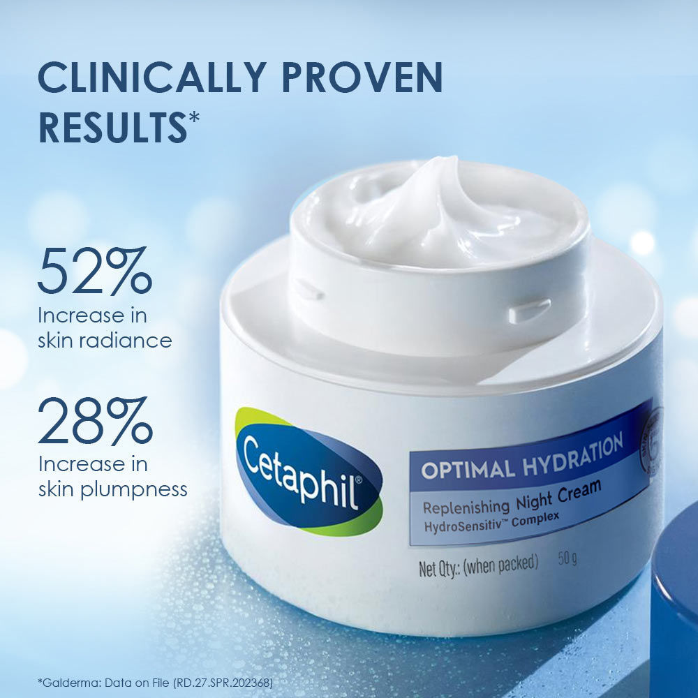 Cetaphil Optimal Hydration Night Cream, Lightweight, Skin Barrier Protection with Hyaluronic Acid