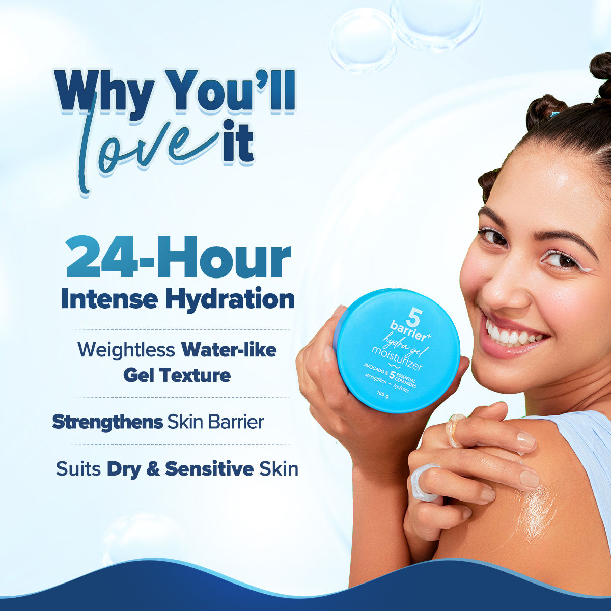 Aqualogica Barrier+ Hydra Gel Moisturizer With 5 Ceramides & Avocado For 24 Hour Intense Hydration