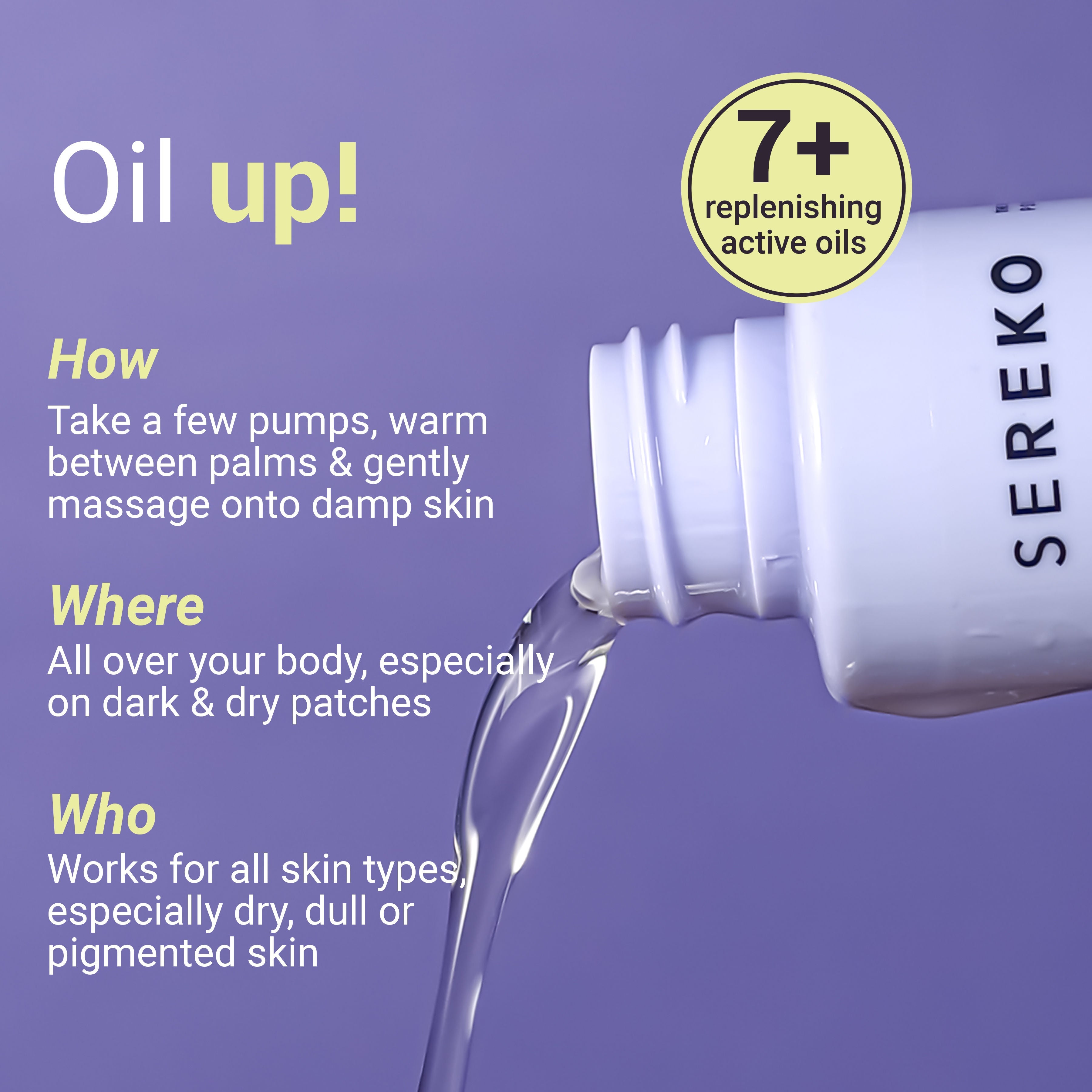 SEREKO Vit C Brightening Body Oil for Glowing Skin-Intense Moisture, Non-Greasy