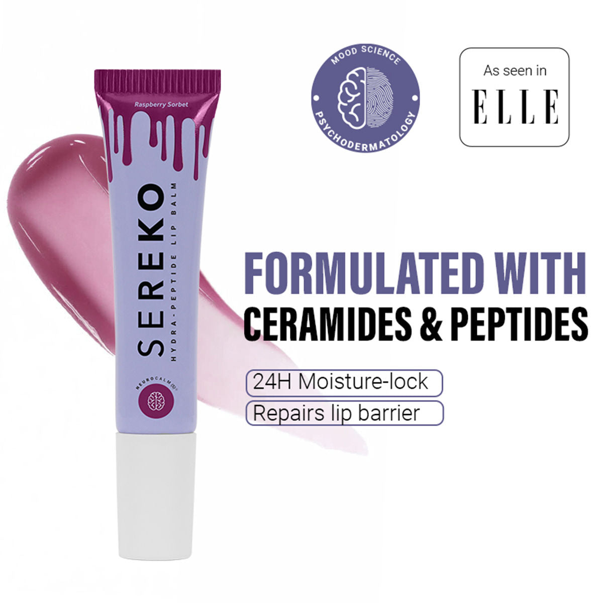 Sereko Hydra - Peptide Lip Balm, Clear, Enriched With Ceramides Barrier Repair Salted Caramel