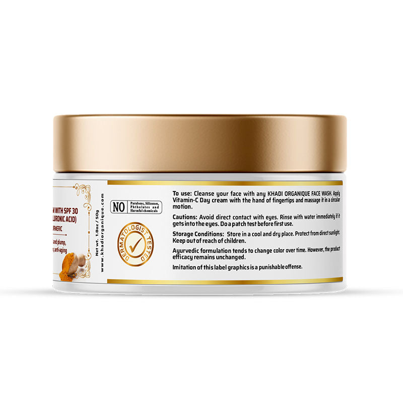Khadi Organique Vitamin C Day Cream with SPF 30 Sun Protection for Oily & Dry Skin