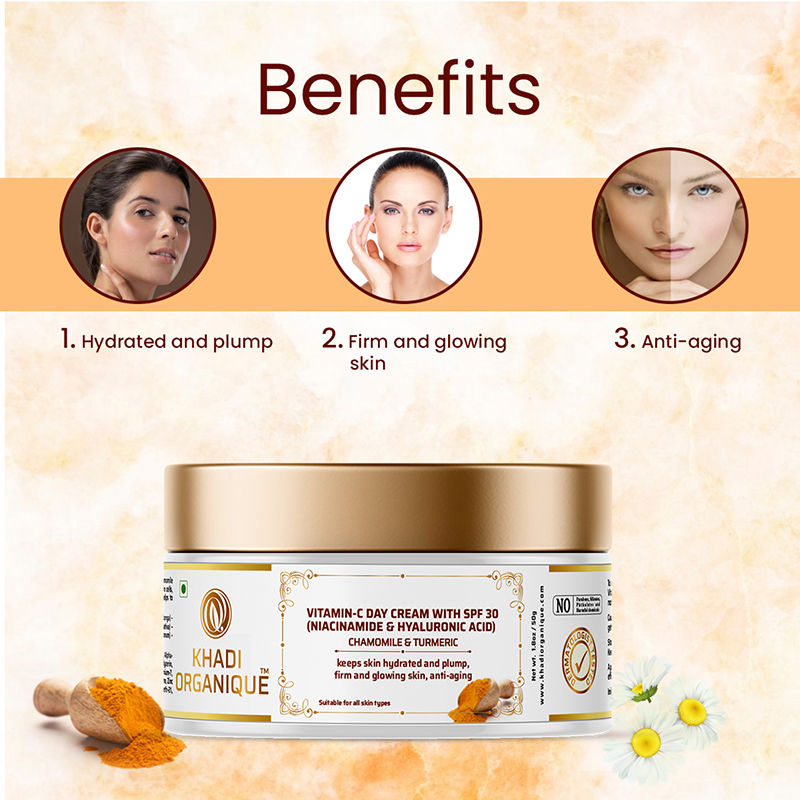 Khadi Organique Vitamin C Day Cream with SPF 30 Sun Protection for Oily & Dry Skin