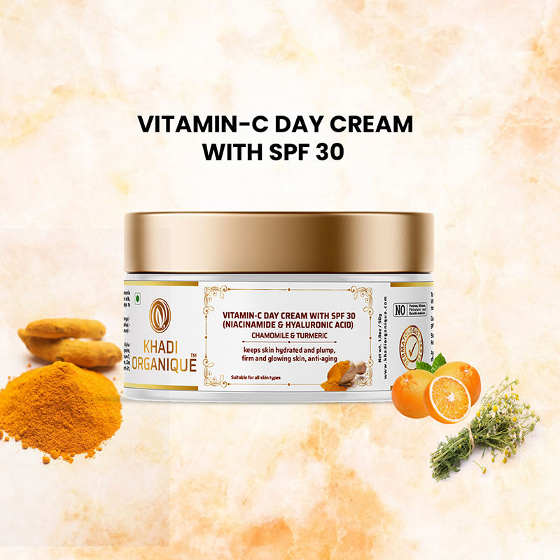 Khadi Organique Vitamin C Day Cream with SPF 30 Sun Protection for Oily & Dry Skin