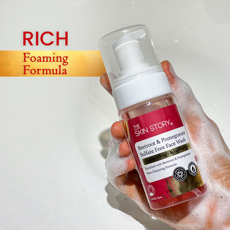 The Skin Story Beetroot Glow Foaming Face Wash For Dark Spots Anti-Aging Cleanses Pore Sulphate Free