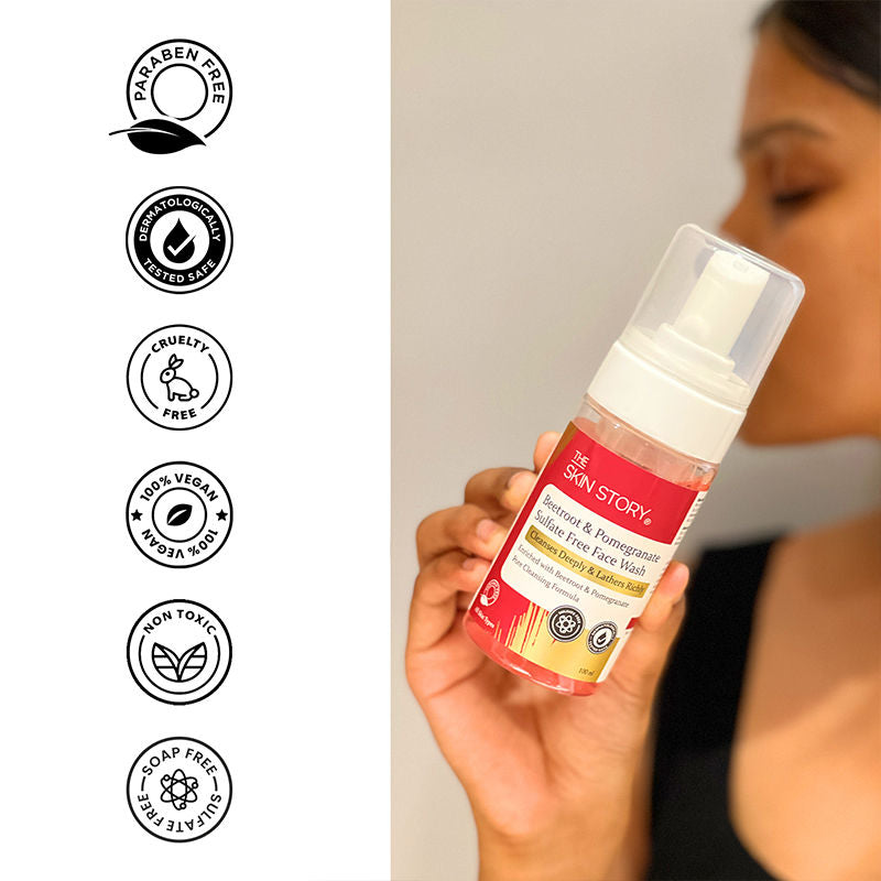 The Skin Story Beetroot Glow Foaming Face Wash For Dark Spots Anti-Aging Cleanses Pore Sulphate Free