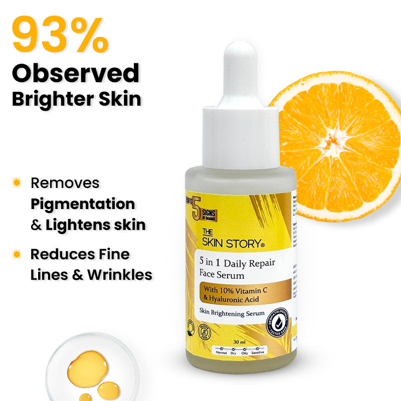 The Skin Story 10% Vitamin C Skin Brightening Face Serum With Hyaluronic Acid For Glowing Firm Skin