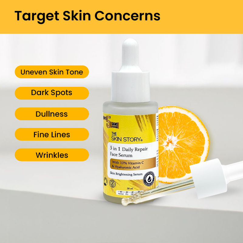 The Skin Story 10% Vitamin C Skin Brightening Face Serum With Hyaluronic Acid For Glowing Firm Skin