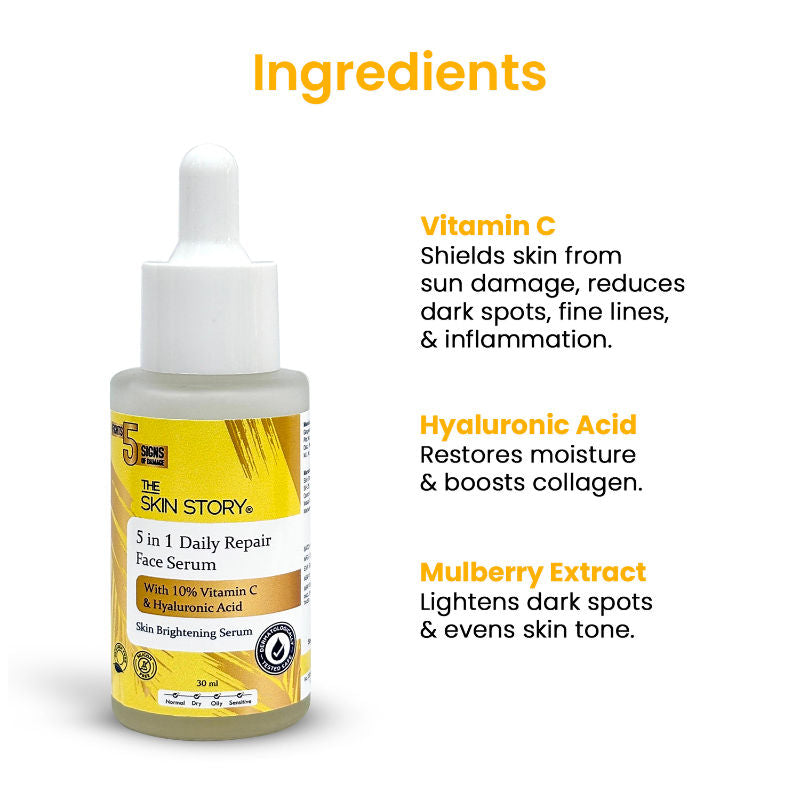 The Skin Story 10% Vitamin C Skin Brightening Face Serum With Hyaluronic Acid For Glowing Firm Skin