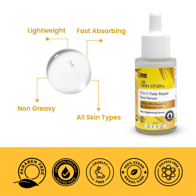 The Skin Story 10% Vitamin C Skin Brightening Face Serum With Hyaluronic Acid For Glowing Firm Skin